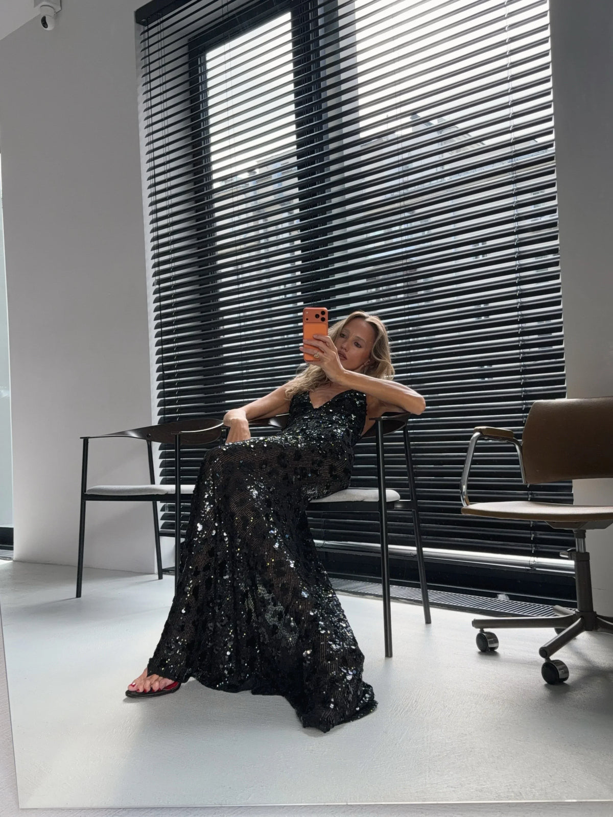 Black Floral Sequin Maxi Dress Sexy Spaghetti Strap Deep V Fishtail Outfit 2026 Summer Luxury Gala Formal Wedding Party Gowns