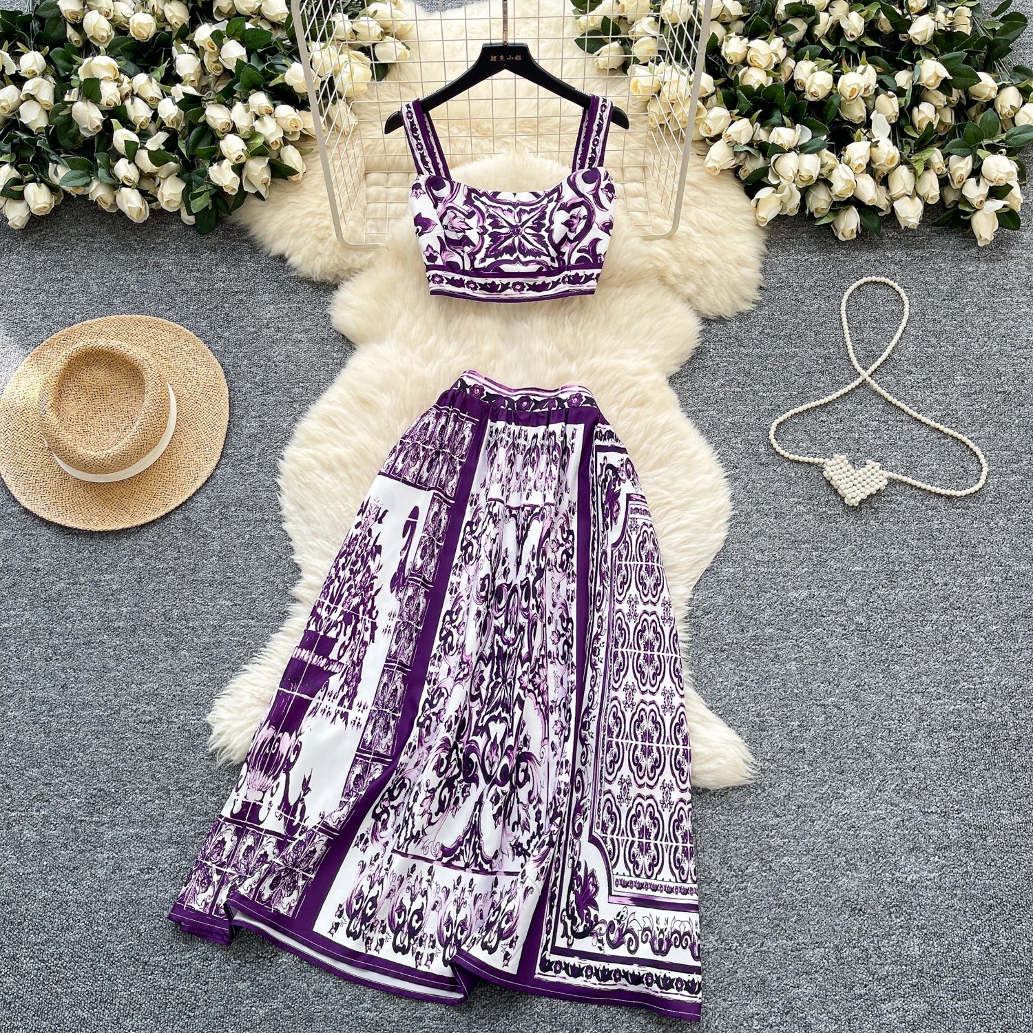 Crop Top Dolce Skirts Set