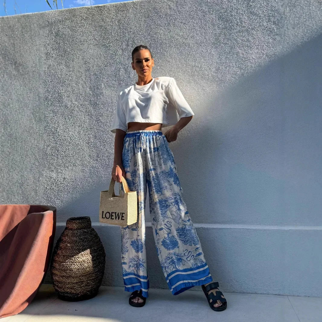Bohemian Wide Leg Casual Pants