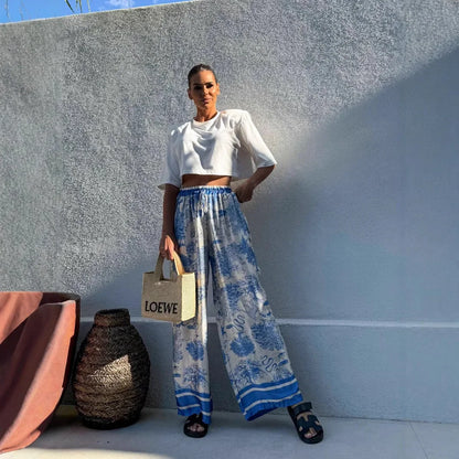 Bohemian Wide Leg Casual Pants