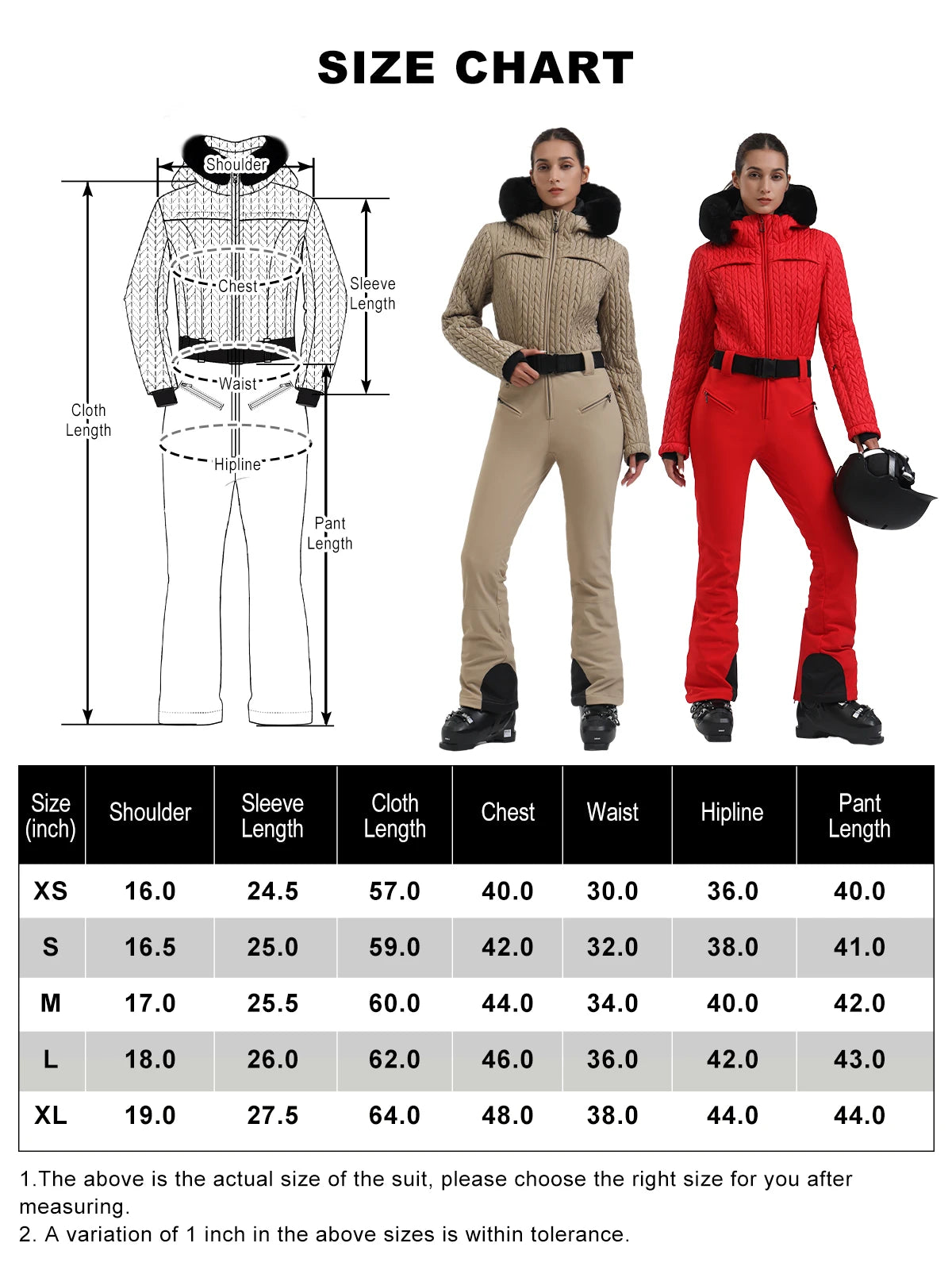 One-Piece Ski Suit Thickened Thermal Overalls Snowboard Jacket Jumpsuits Slim Fitting Ski Set Wind Proof Waterproof