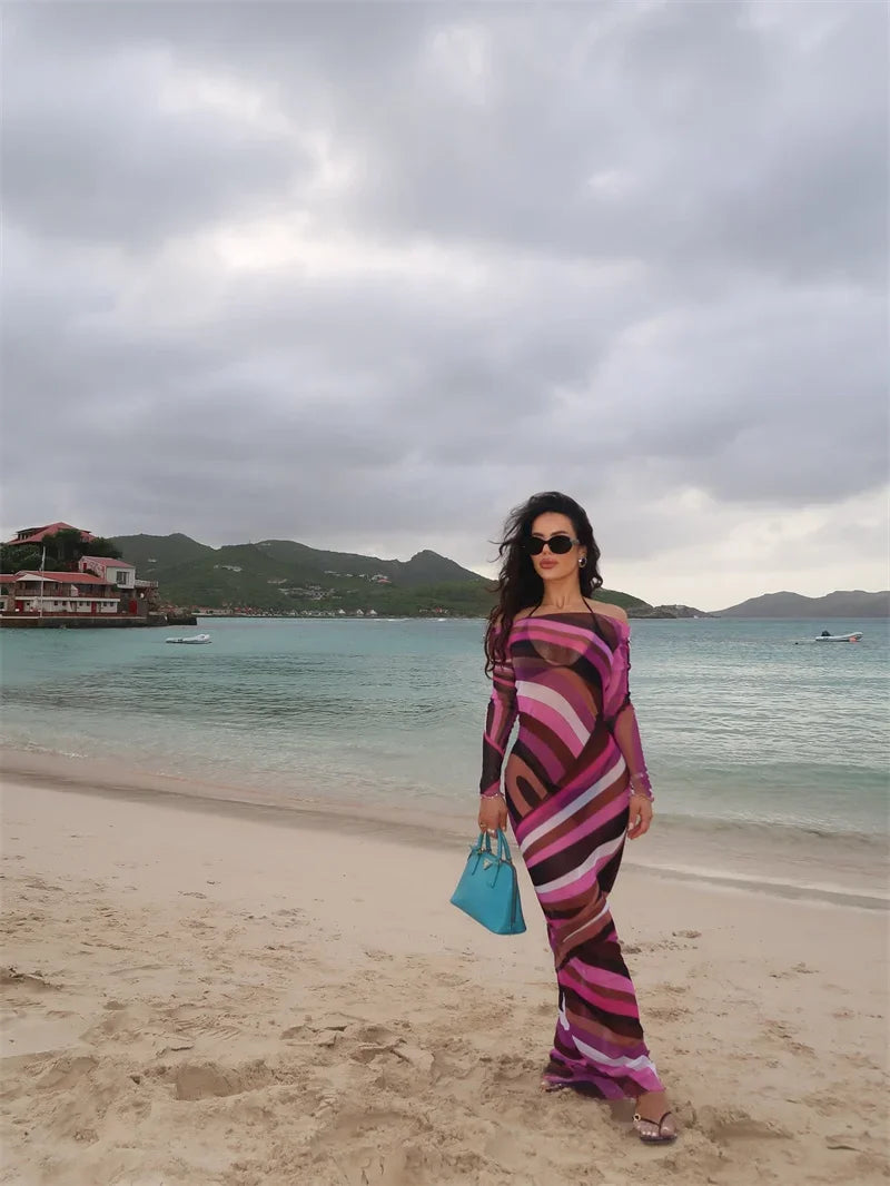 Elegant Striped Cover up Pucci