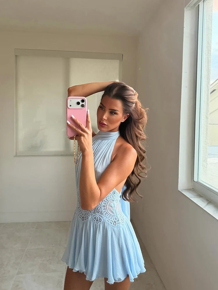 Lace Waist Cutout Mini Dress