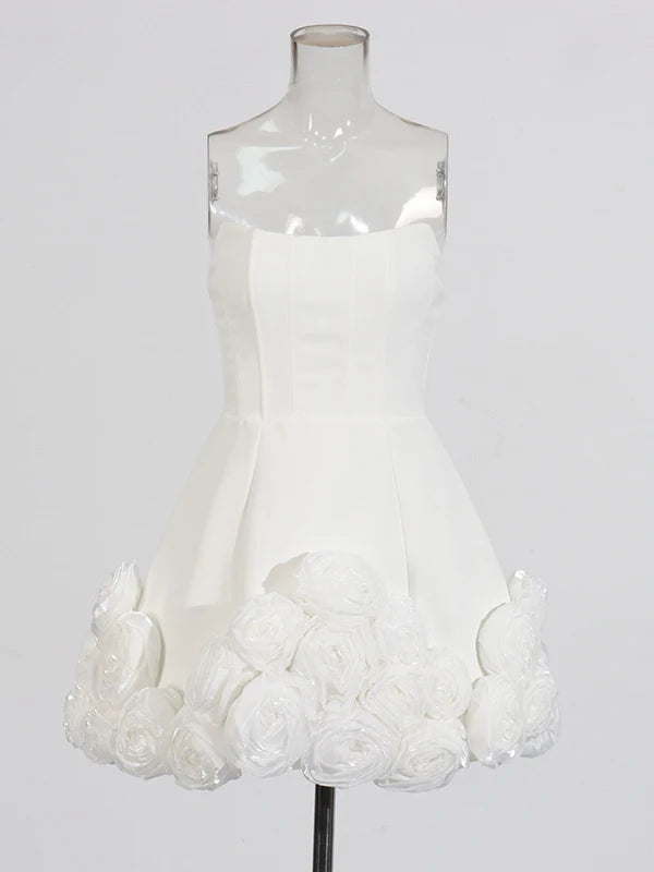Gorgeous 3D Roses Strapless Party Dress