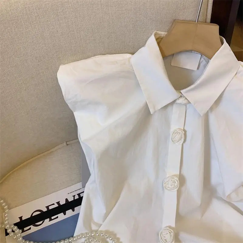 Batwing Button Summer Sweet Korean Fashion