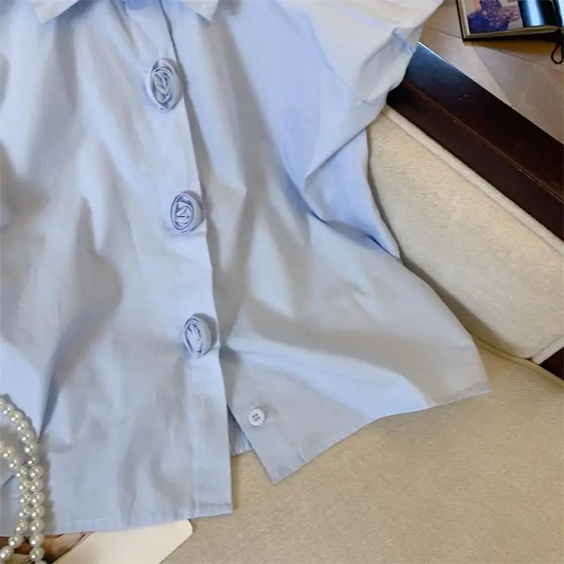 Batwing Button Summer Sweet Korean Fashion