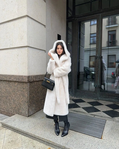 Fur Hooded Long Jacket