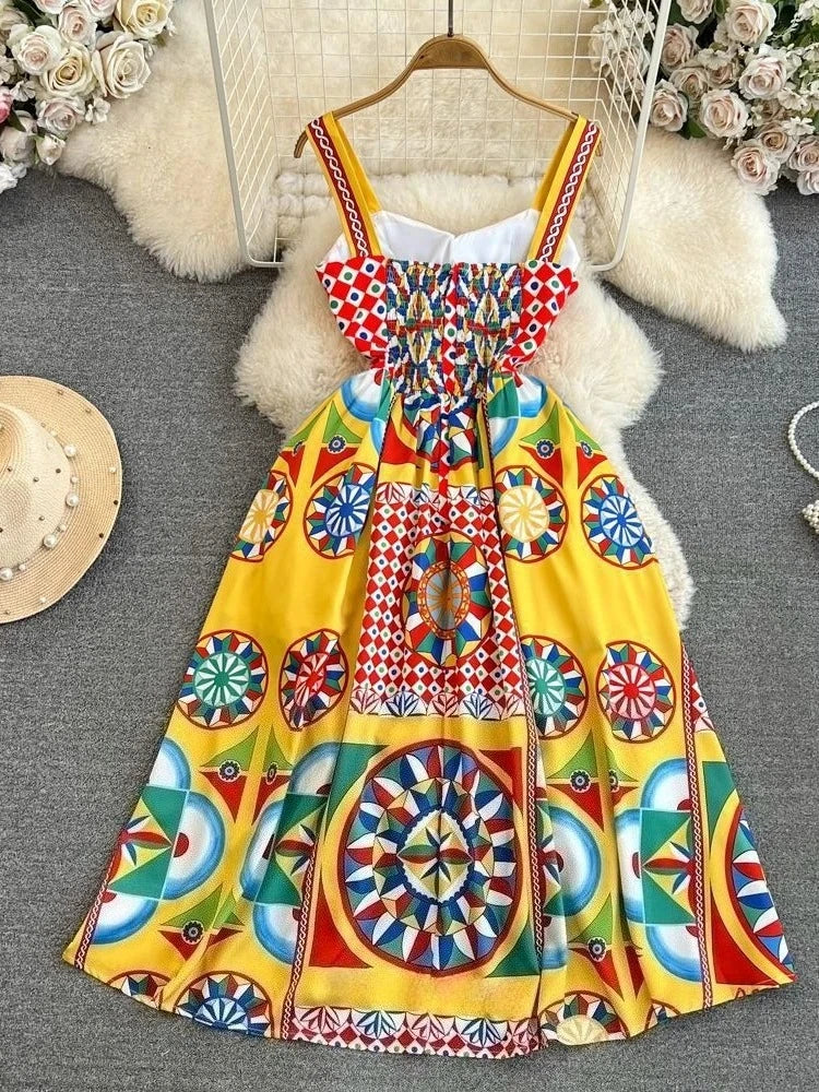 Dolce Yellow Multicolor Dress