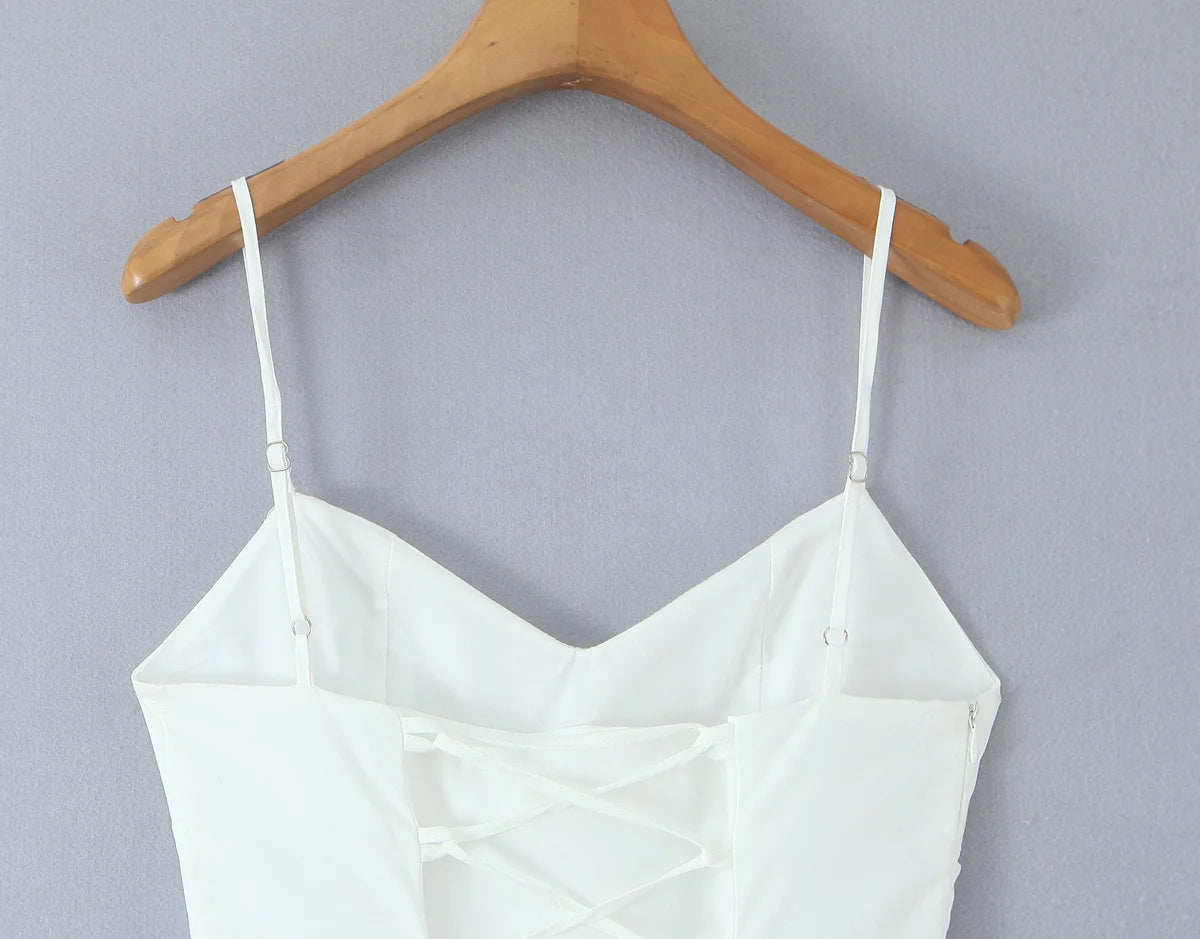 Summer Autumn Irregular Strapl Long Dr Women's Pure Color Svel ter Ne Gown French Sle Waist Cinched A-Line... - Shellss