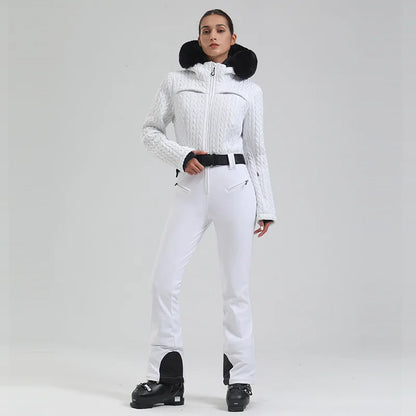 One-Piece Ski Suit Thickened Thermal Overalls Snowboard Jacket Jumpsuits Slim Fitting Ski Set Wind Proof Waterproof