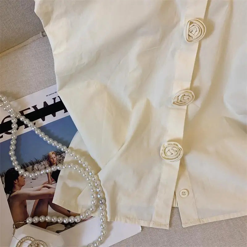 Batwing Button Summer Sweet Korean Fashion