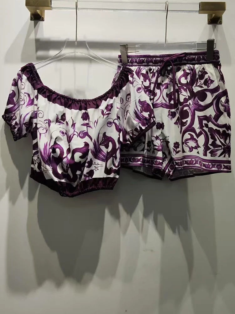 1 Purple Violet Dolce Shorts Set