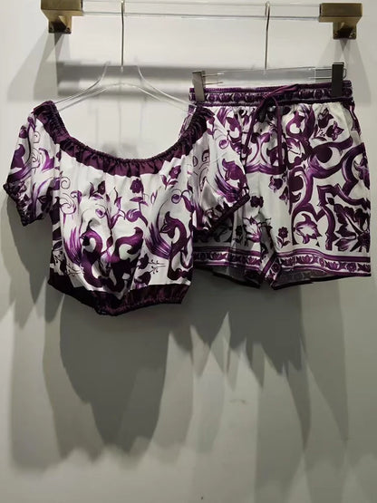 1 Purple Violet Dolce Shorts Set