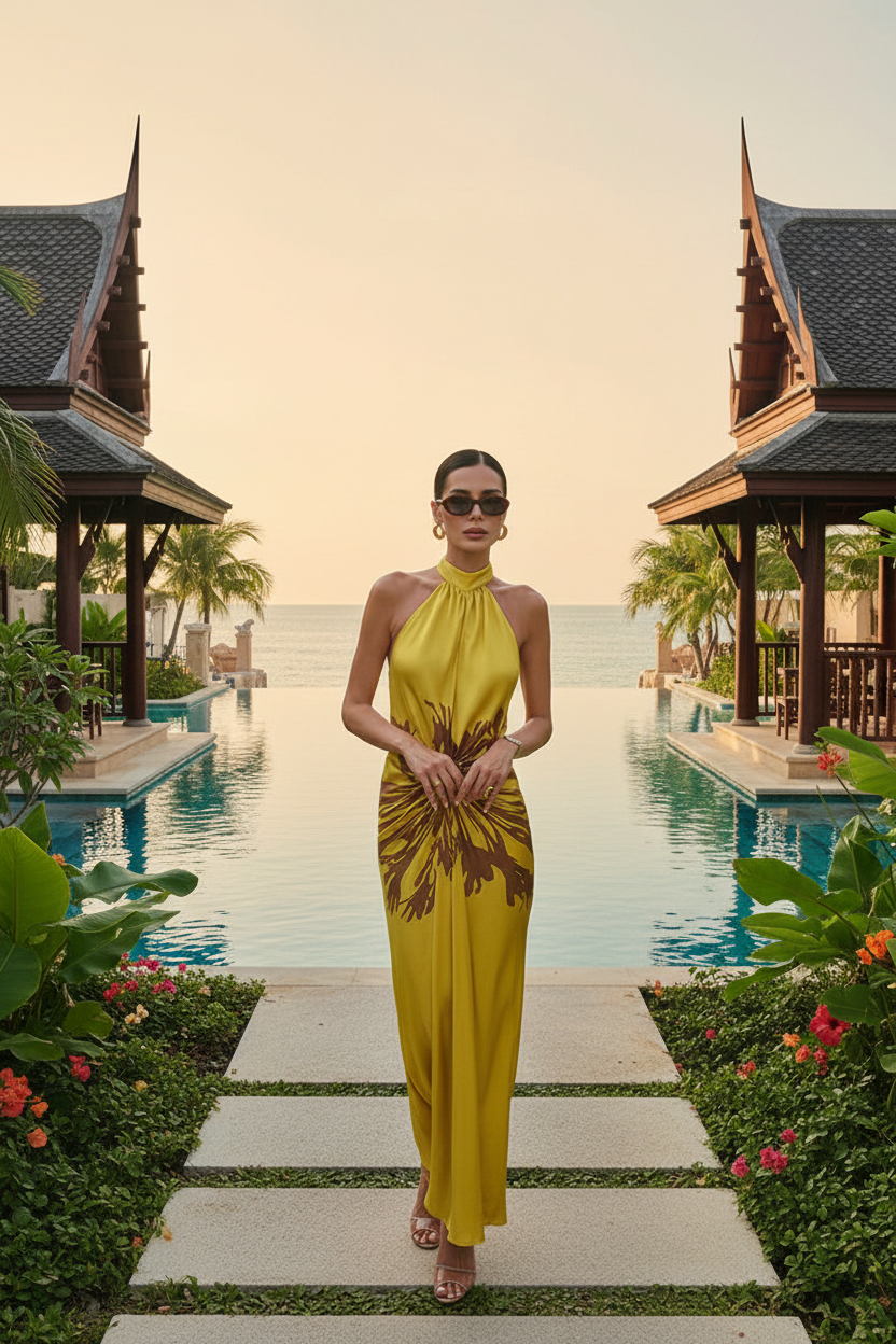 Yellow Dress Brown Knot