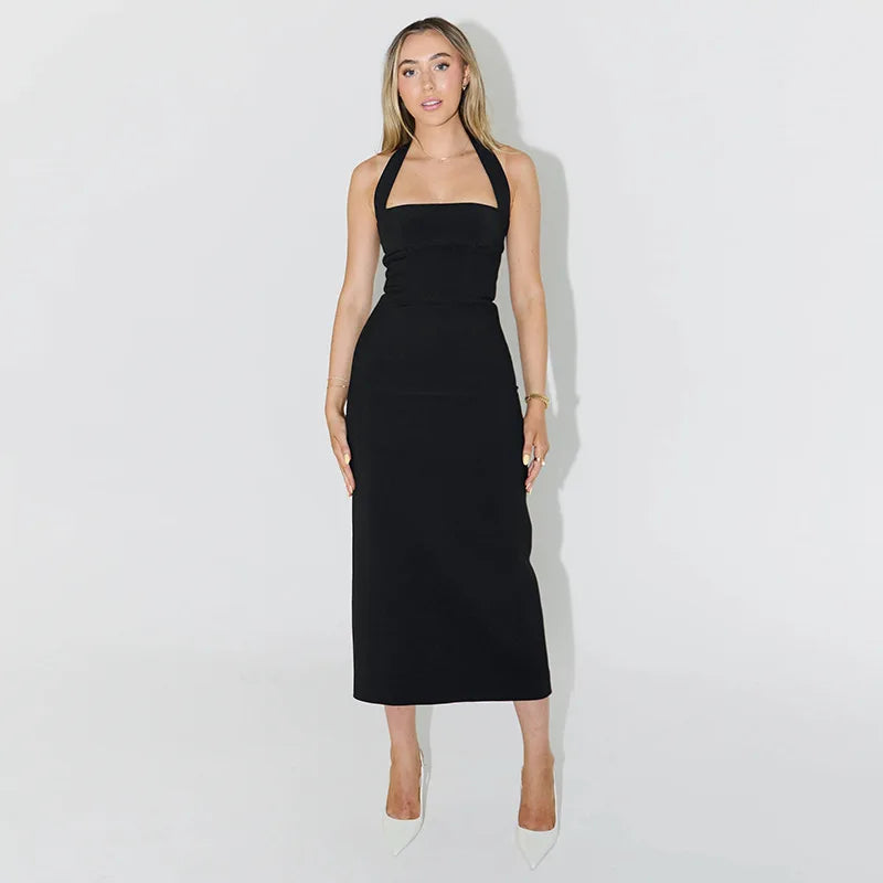 Elegant Halter Black Backless Sexy Bodycon