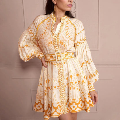 Patchwork Belt Elegant Dress