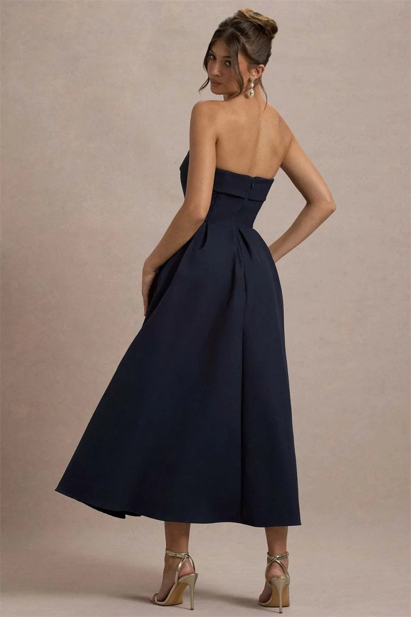 Strapless Midi Dress A-Line - Shellss
