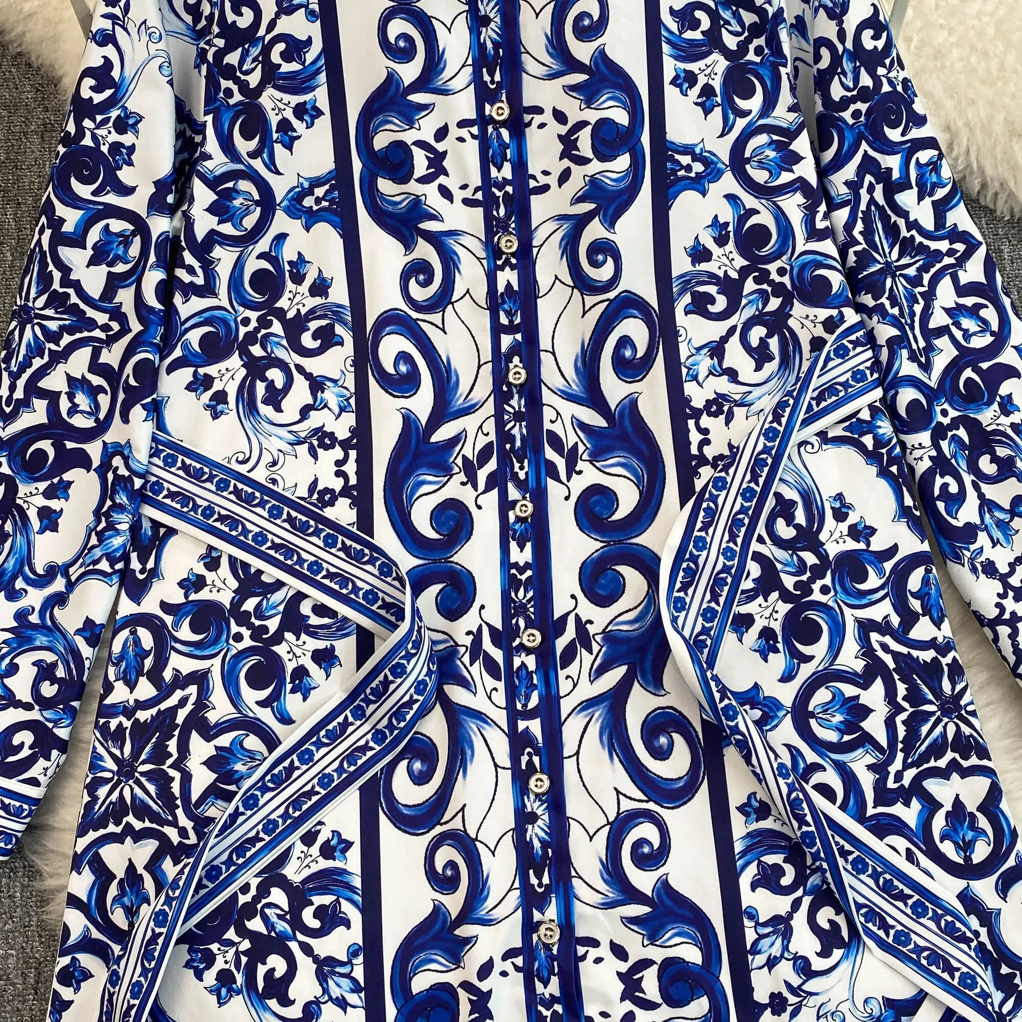 Spring Retro Blue White Red Dolce Dress - Shellss