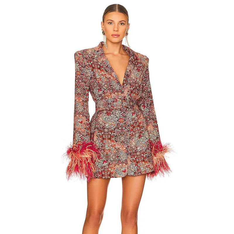 Feather Elegant Blazer Dresses Premium Collection Party