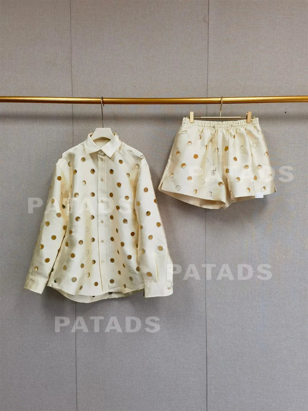MaSande Early Autumn New Women's Fashionable Hollow out High Waist Drawstring Shorts Ring Detail Casual Pants Straight Leg - Shellss