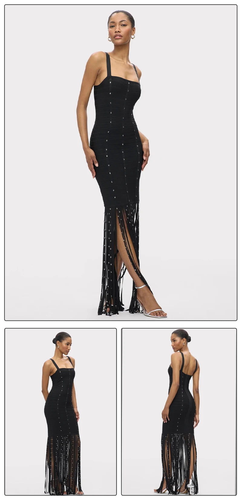 VC Black Diamond Tassel Spaghetti Straps L