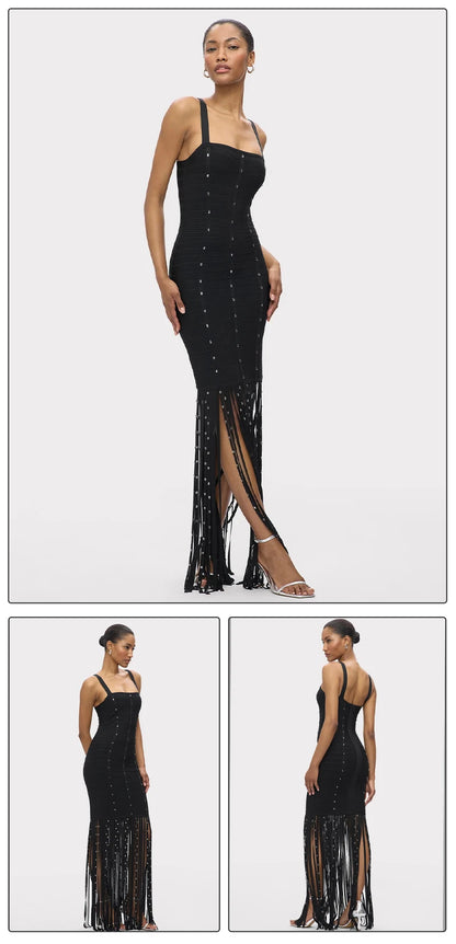 VC Black Diamond Tassel Spaghetti Straps L