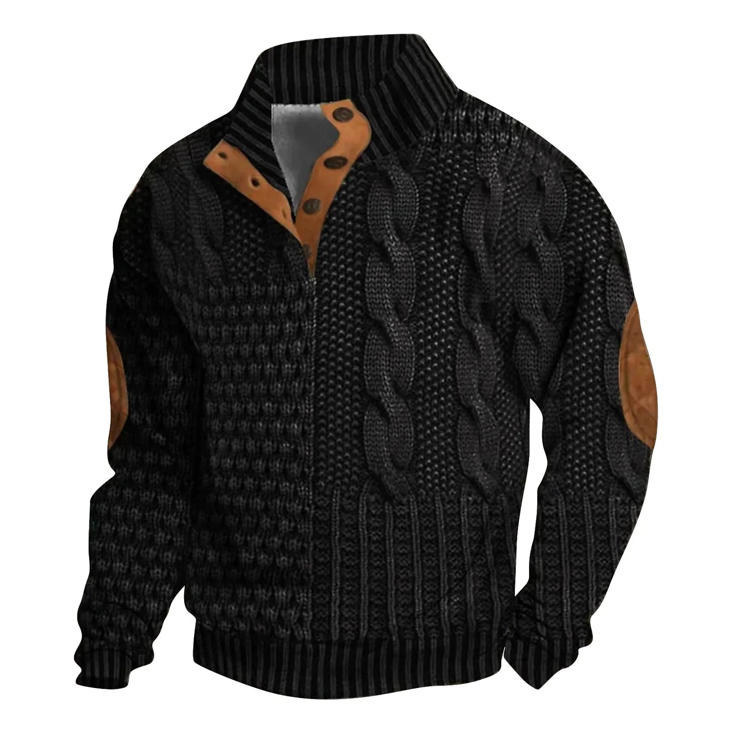 Men'S 3d Jacquard Printed Half Button