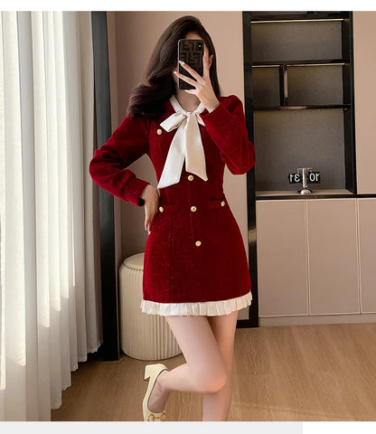 Luxury Burgandy red Velvet Dress