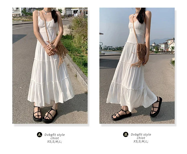 French Summer Waist Cinched A- Line Midi