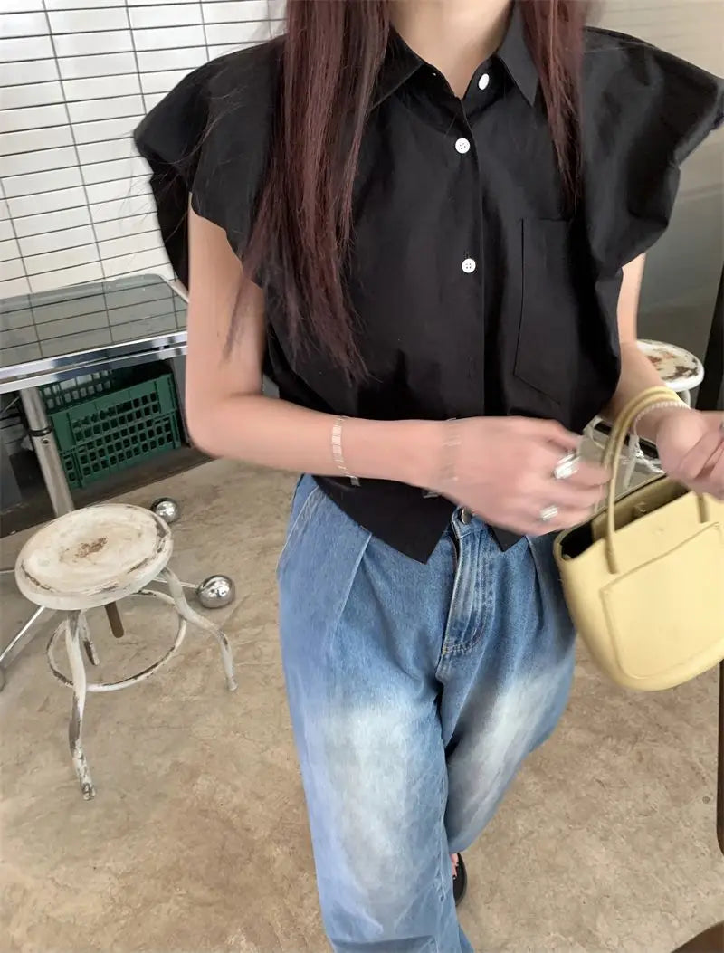 Vintage broad shoulder Crop Top CH