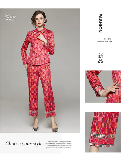 CH Versatile Letter Printed Two Piece Set of Shirt and Pants Set