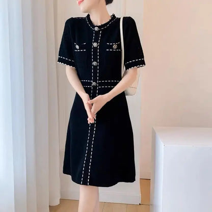 Elegant French Knitted Dress Old Money Sandro style