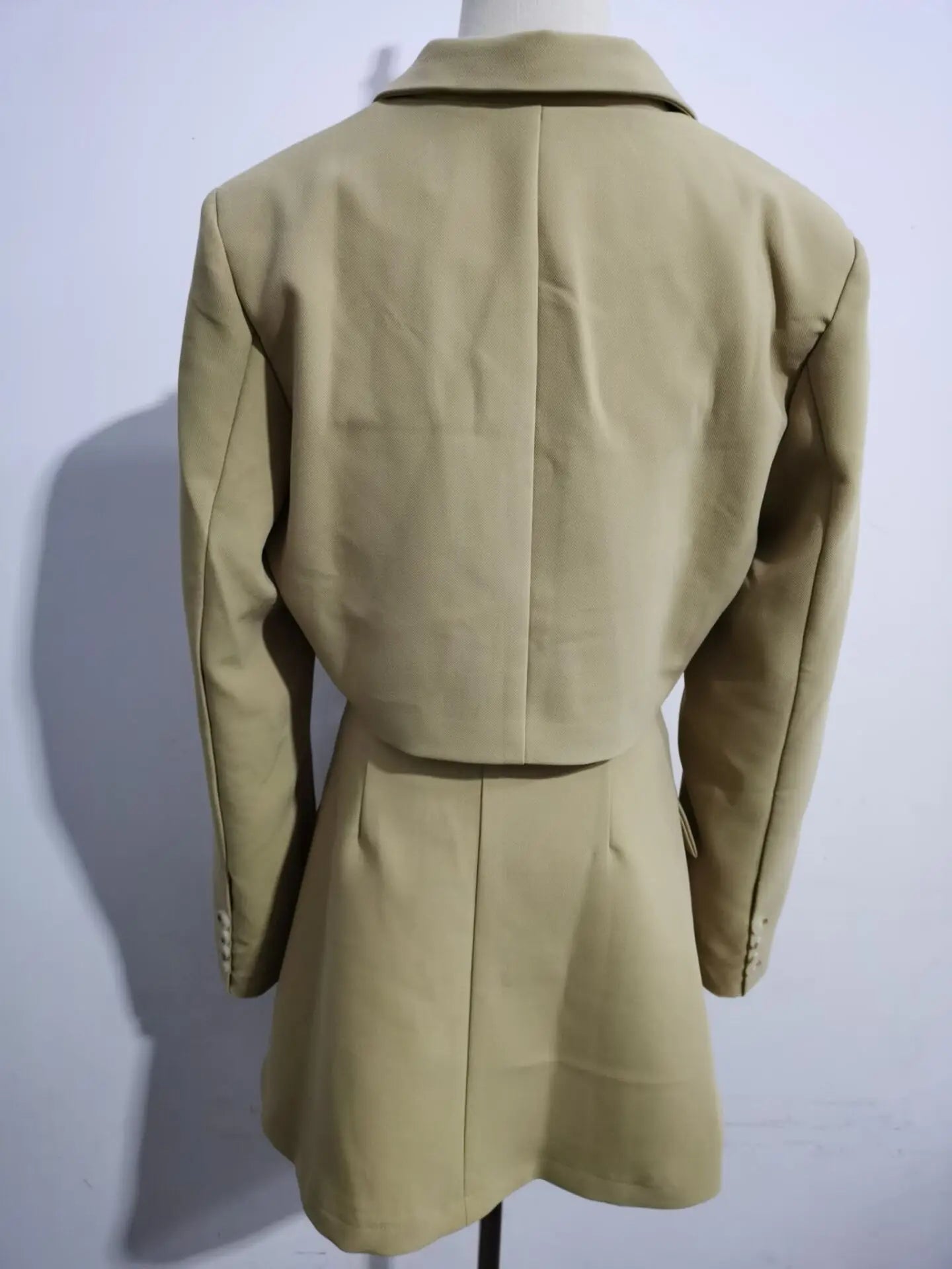 2 pieces 1 set Women One Button Short Blazer Cropped