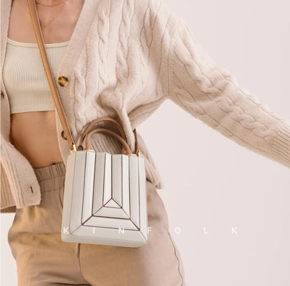 Luxury leather bag colorful Tote