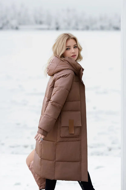 Jacket Parka Maxi Long Women Coat Casual Loose Overcoat F