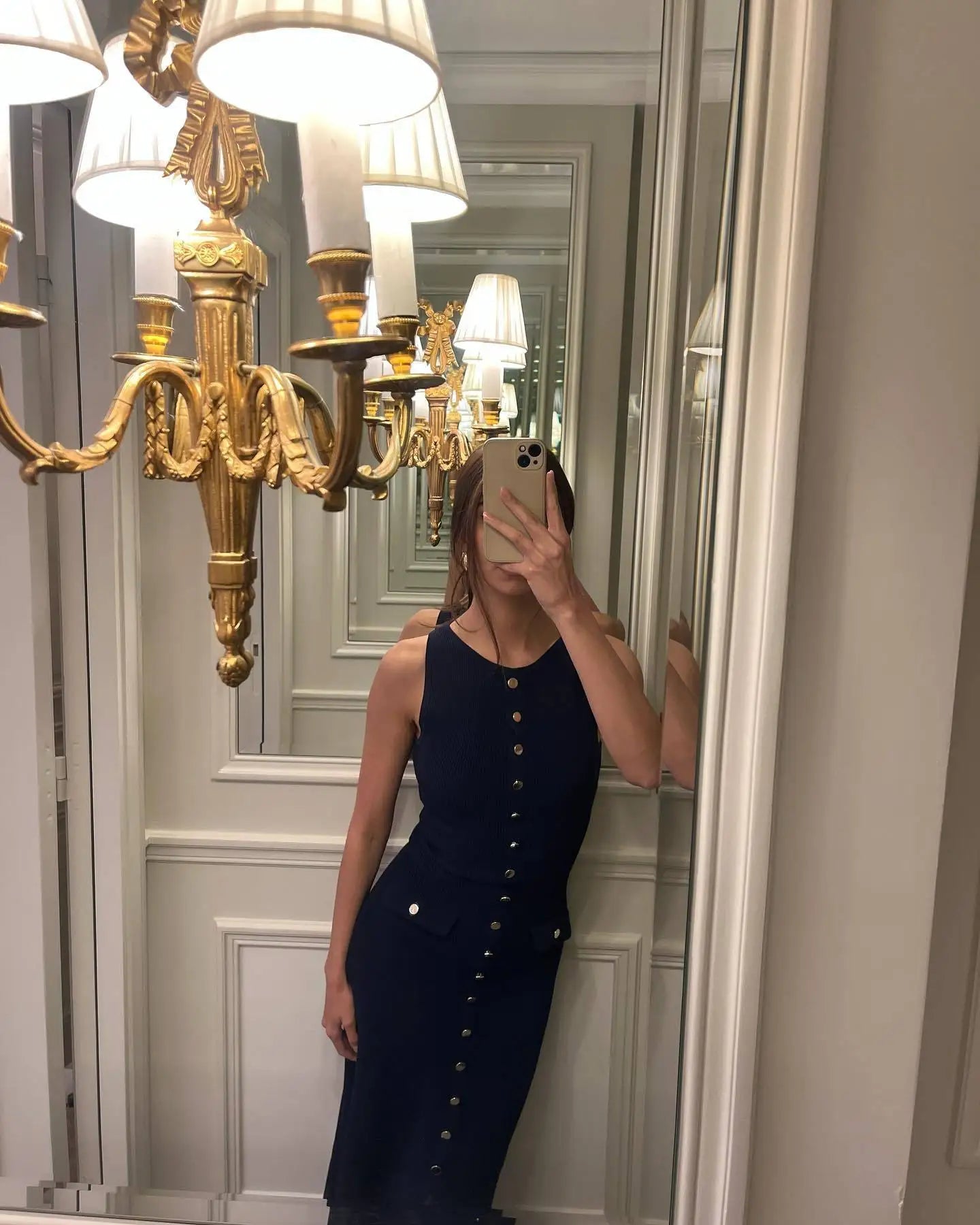 Long Buttoned Knit Dress