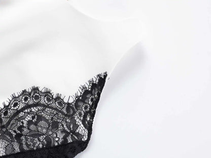 White Black Net Halter Backless