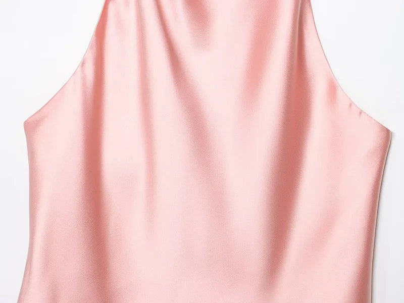 SS25 Halter Satin backless Tops - Shellss