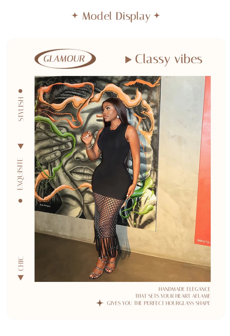 Fringe Mesh Diamond dress