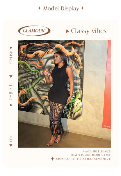 Fringe Mesh Diamond dress