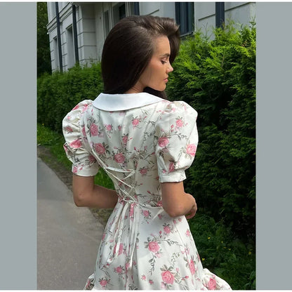Floral Lotus Leaf Mini Dress