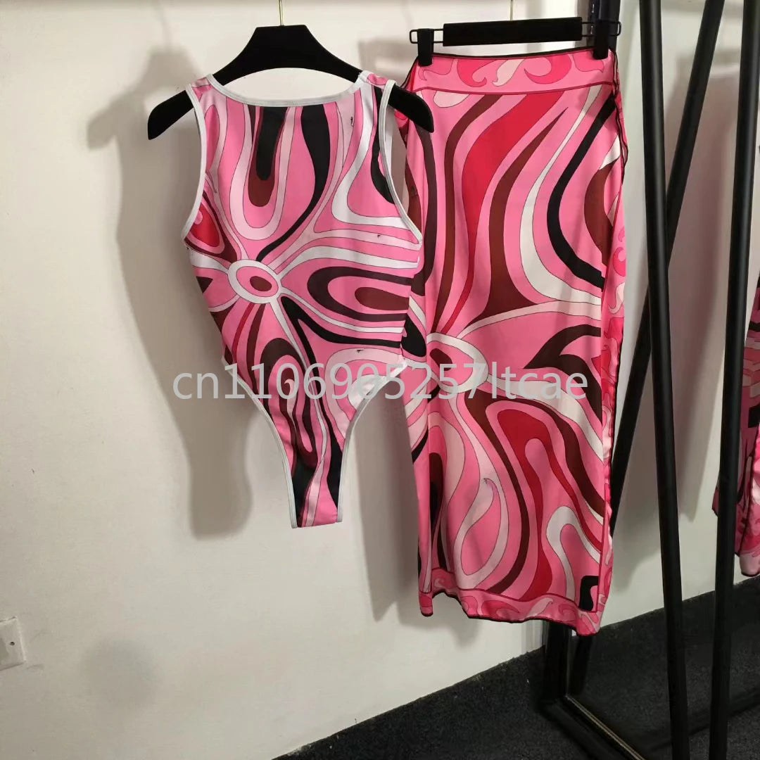 Luxury Design Pink Scarf Swimsuits