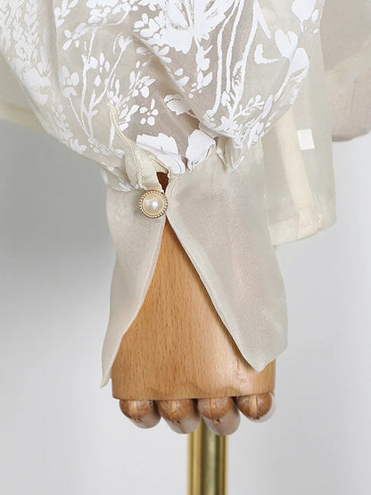 Embroidered Lapel Blouse