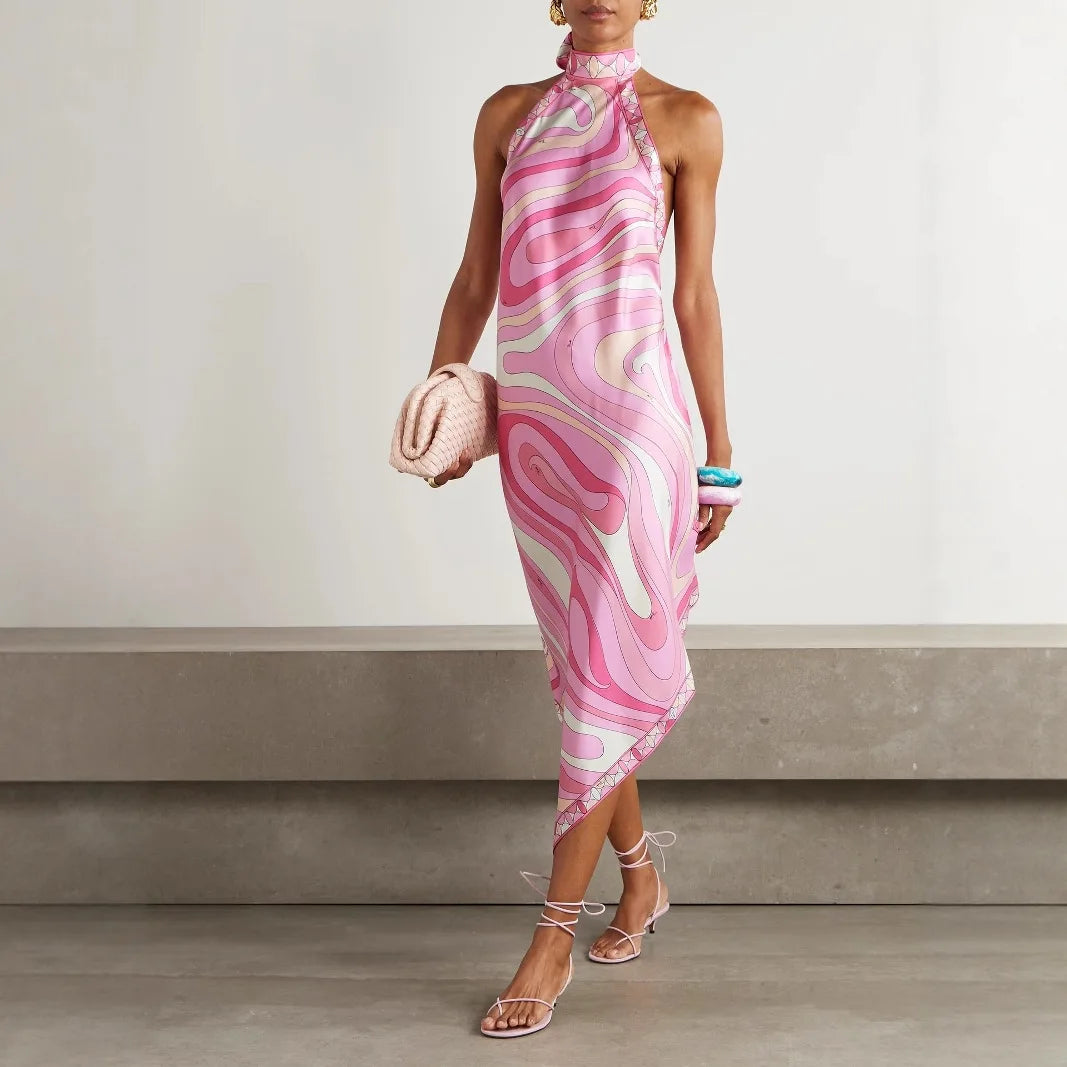 Pucci Backless Silk HalterNeck Dress Shellss Pucci Backless Silk HalterNeck Dress Shellss