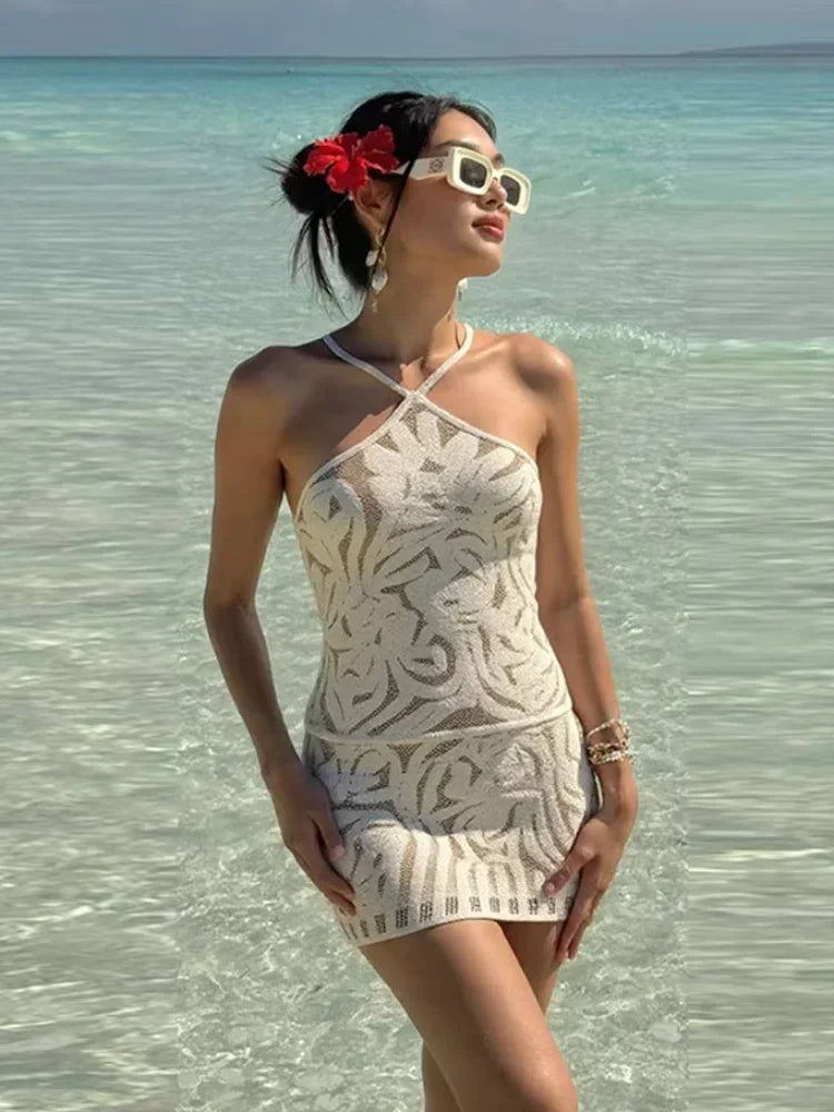 Sexy Sling Dress Women Chic Backless Lace Up Off Shoulder Skinny Hollow Out Dresses - Shellss