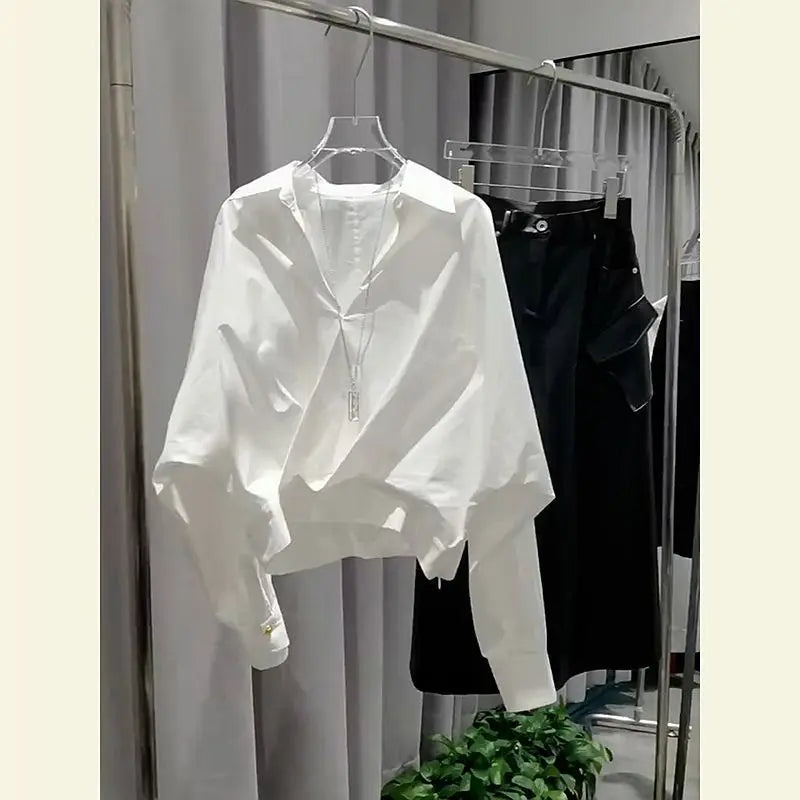 Loose Asymmetrical White Shirt