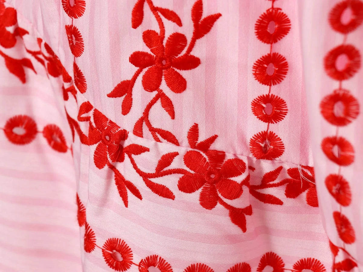 KONDALA Vintage Boho Embroidery Pink Cami Dress Women Backless Lace Up Holiday Beach Dress Fashion 2026 Summer Elegant Dress