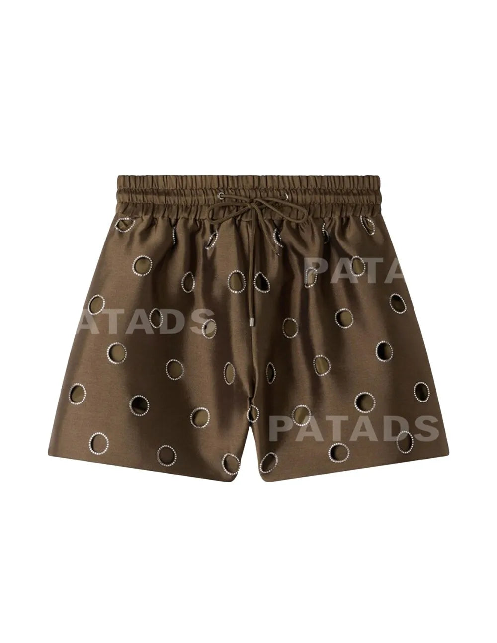 MaSande Early Autumn New Women's Fashionable Hollow out High Waist Drawstring Shorts Ring Detail Casual Pants Straight Leg - Shellss