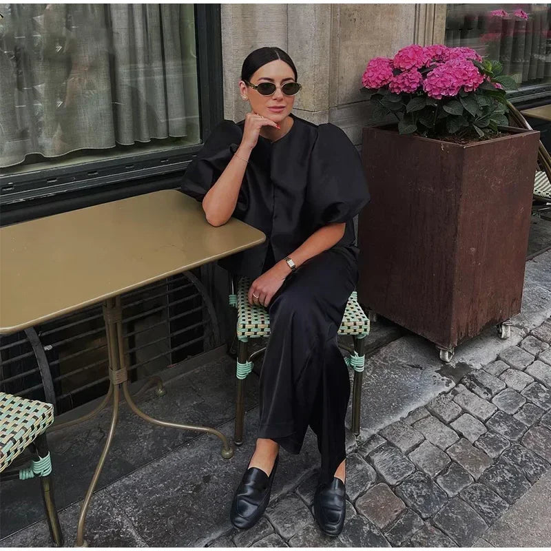 Elegant Button Puff Sleeve Top