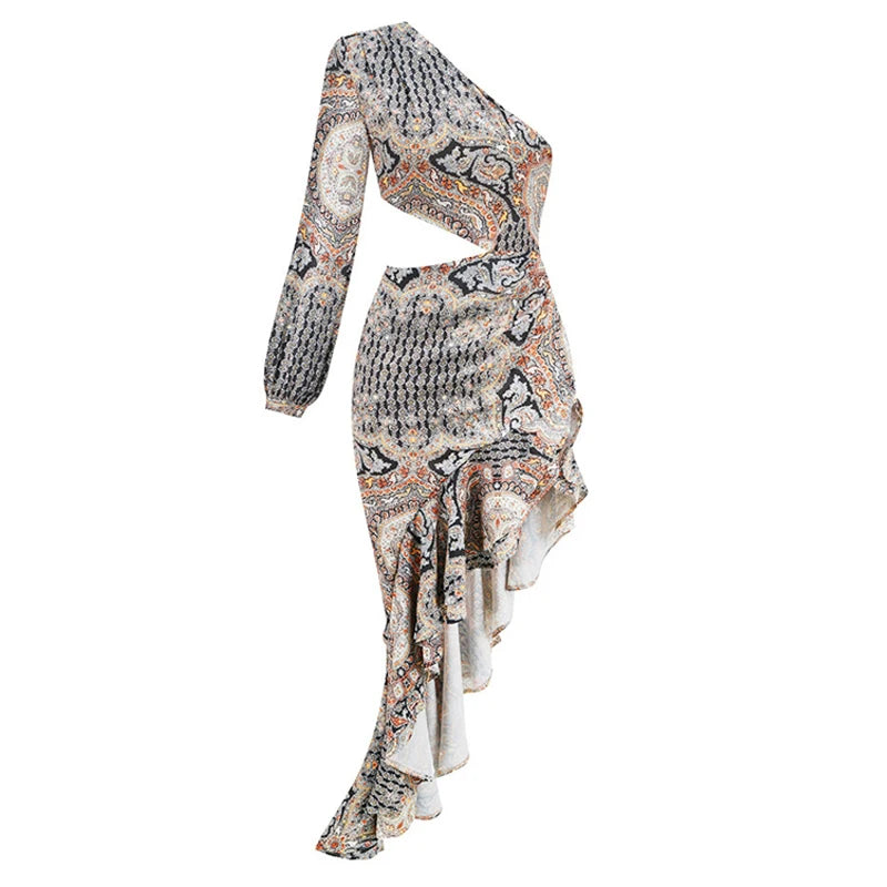 One-Shoulder cut out Sculpted Siren Dress